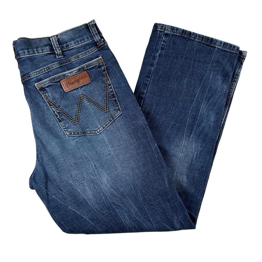 Wrangler Retro Relaxed Boot Jeans Mens 36x32 Medium Wash Blue Denim Stretch